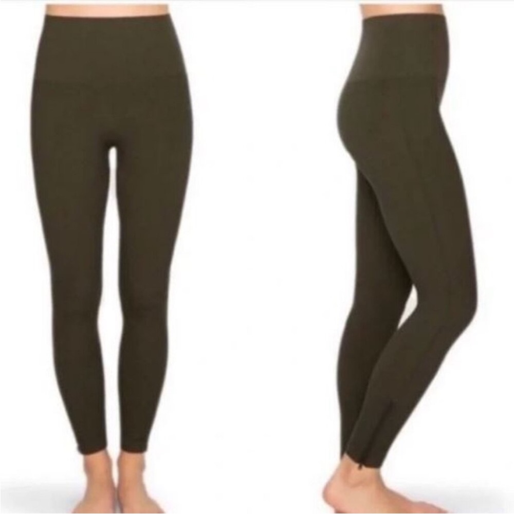 Spanx Seamless Side Zip Leggings in Deep Olive Green XL